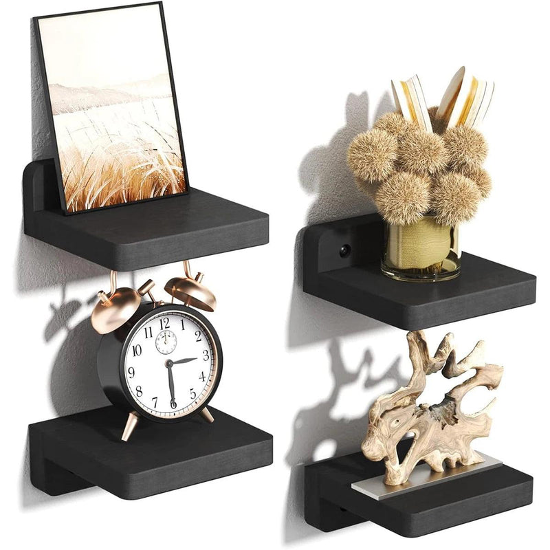 Kit com 4 Mini Prateleiras Flutuantes de Madeira - Loja DecorAÊ